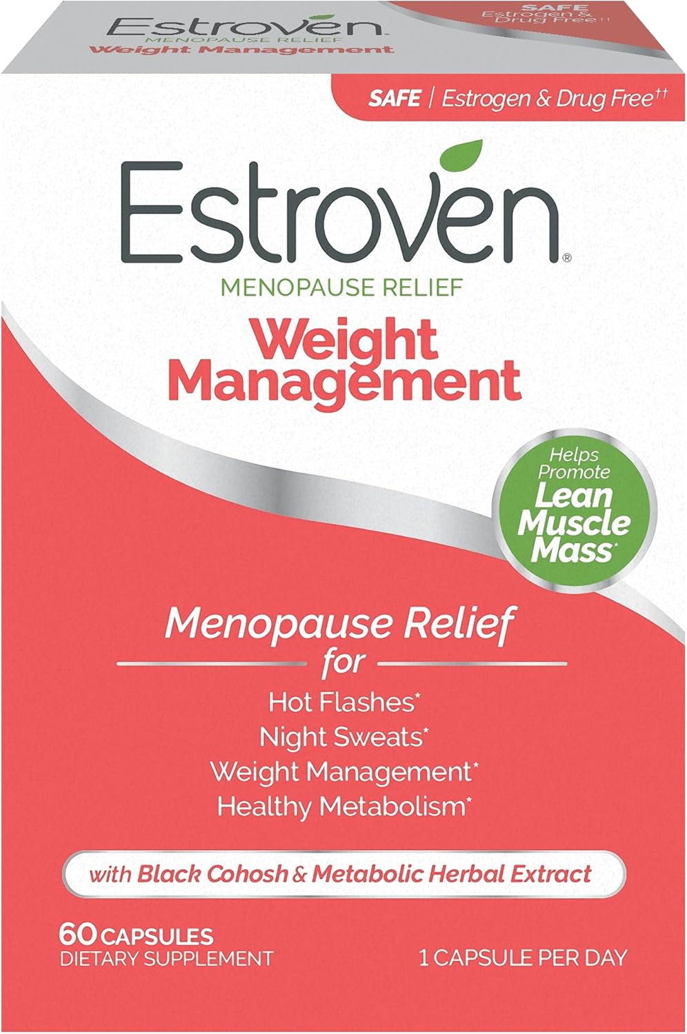 Estroven Menopause Relief Weight Management 60 & 30 Count Clinically Proven Manage Weight Hot Flashes Night Sweats - Image 2