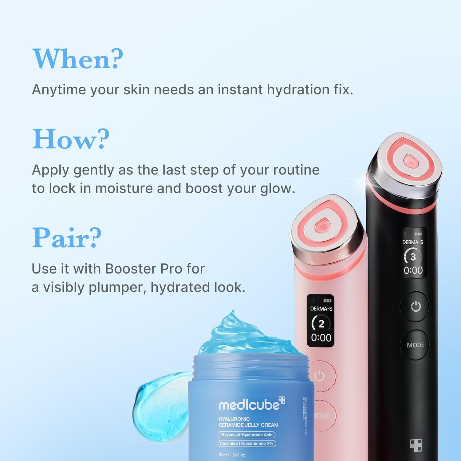 medicube Hydration Boost Facial Device Set: Hyaluronic Acid Moisturizing Jelly Cream and Booster Pro Black | For Radiant and Firmer-Looking Glow | Home Care, Korean Skincare - Image 2
