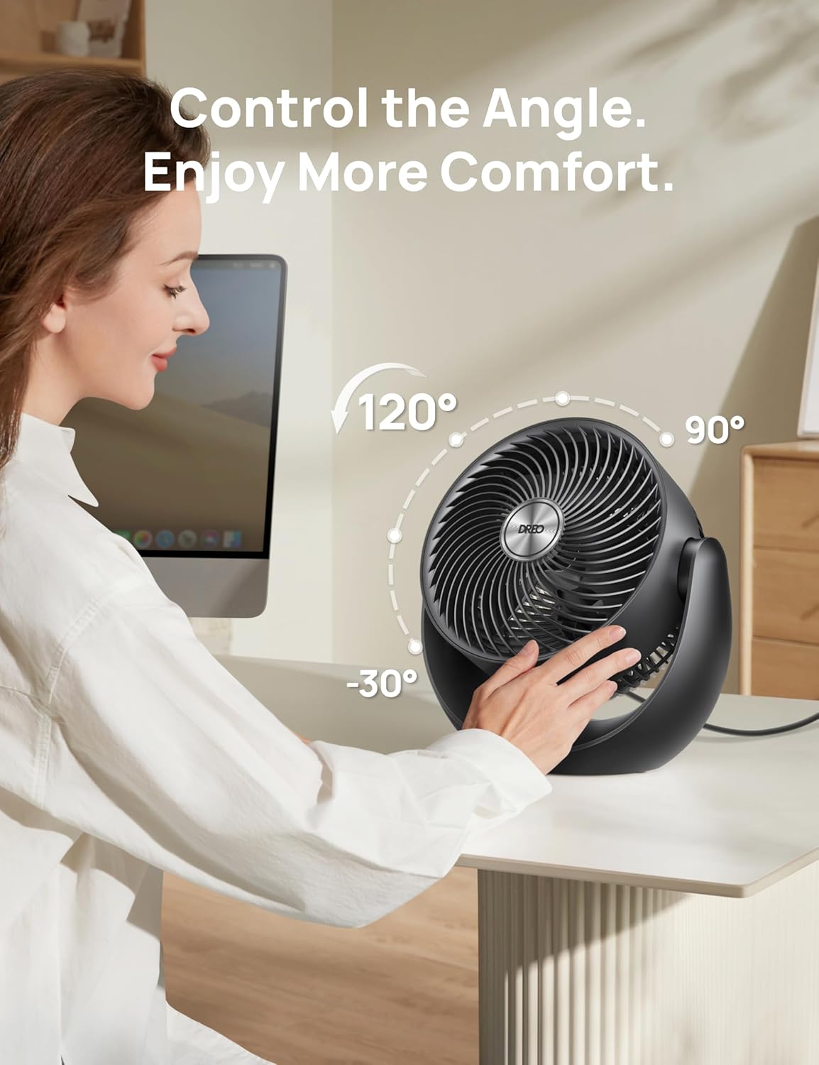 DREO Fan for Bedroom, Floor fans for Whole Room, 40ft Strong Airflow, 120° Adjustable Tilt, 28db Low Noise, Quiet, 11 Inch, 3 Speeds, 2025 New Air Circulator for Office, Kitchen, Home - Image 9