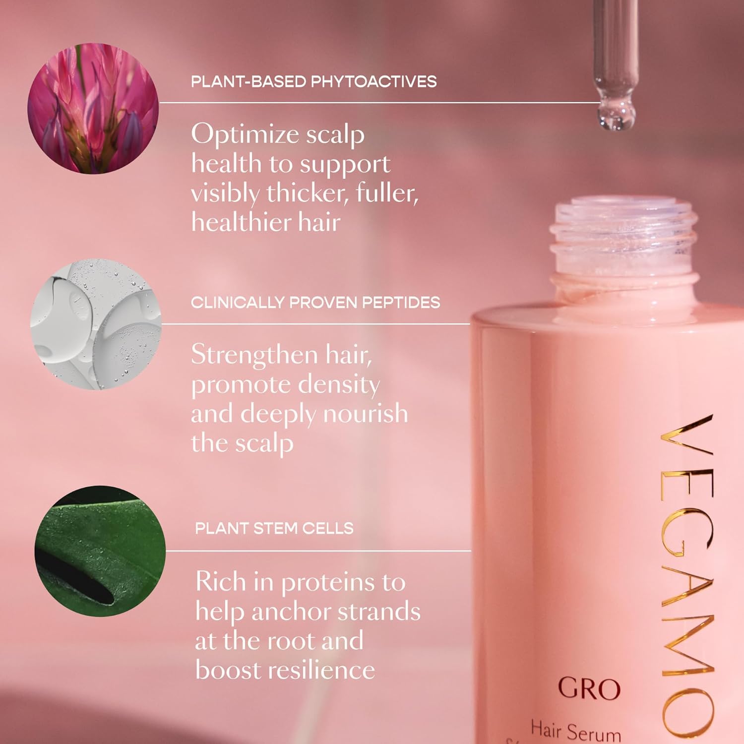 VEGAMOUR GRO Hair Serum for Hair Thinning & Shedding, Thicker Fuller Looking Hair In As Soon As 90 Days, Non Oily, Bergamot Scent, Vegan & Cruelty Free - Image 6