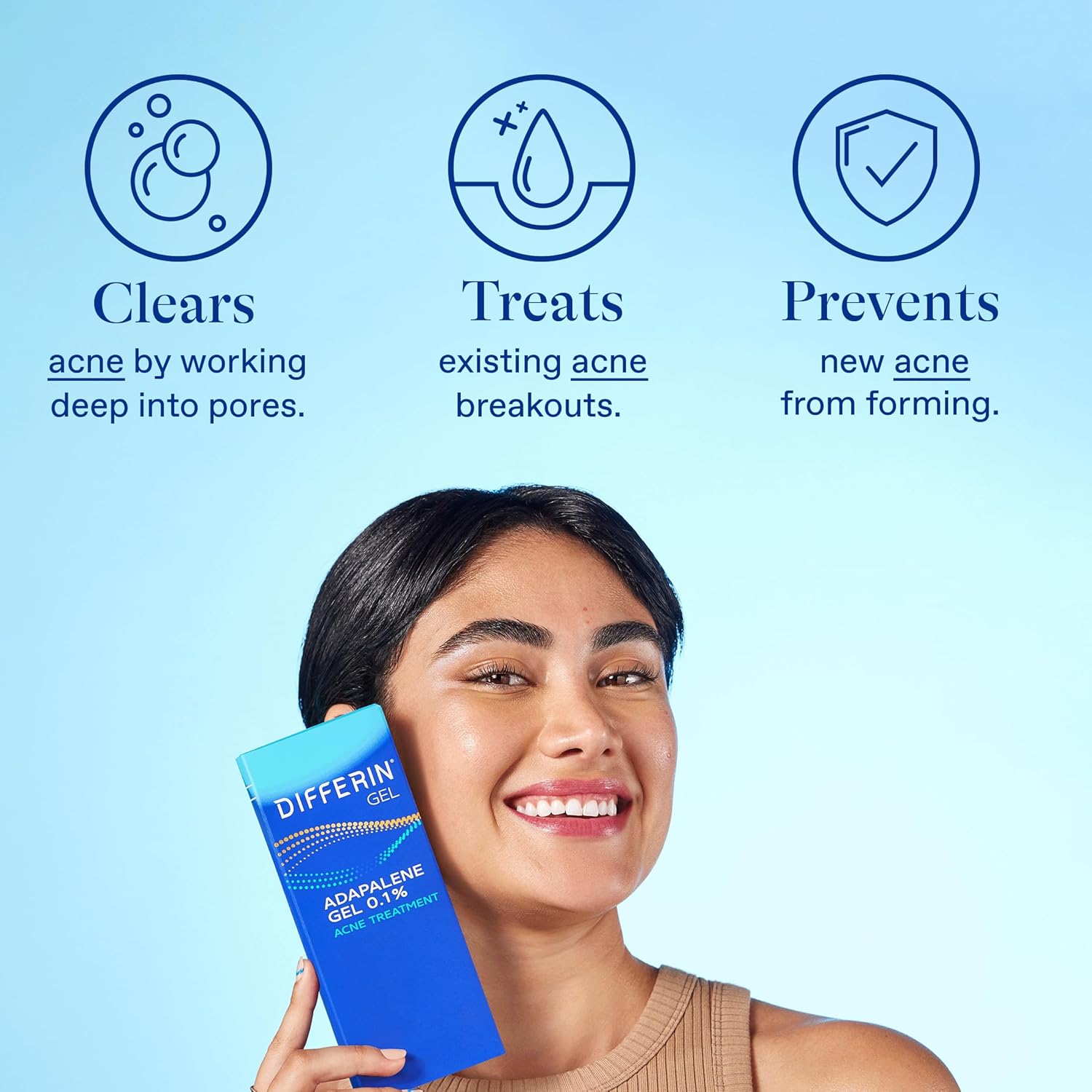 Differin Acne Treatment Gel, 90 Day Supply, Retinoid Treatment for Face with 0.1% Adapalene, Gentle Skin Care for Acne Prone Sensitive Skin, 45g Pump (Packaging May Vary) - Image 3