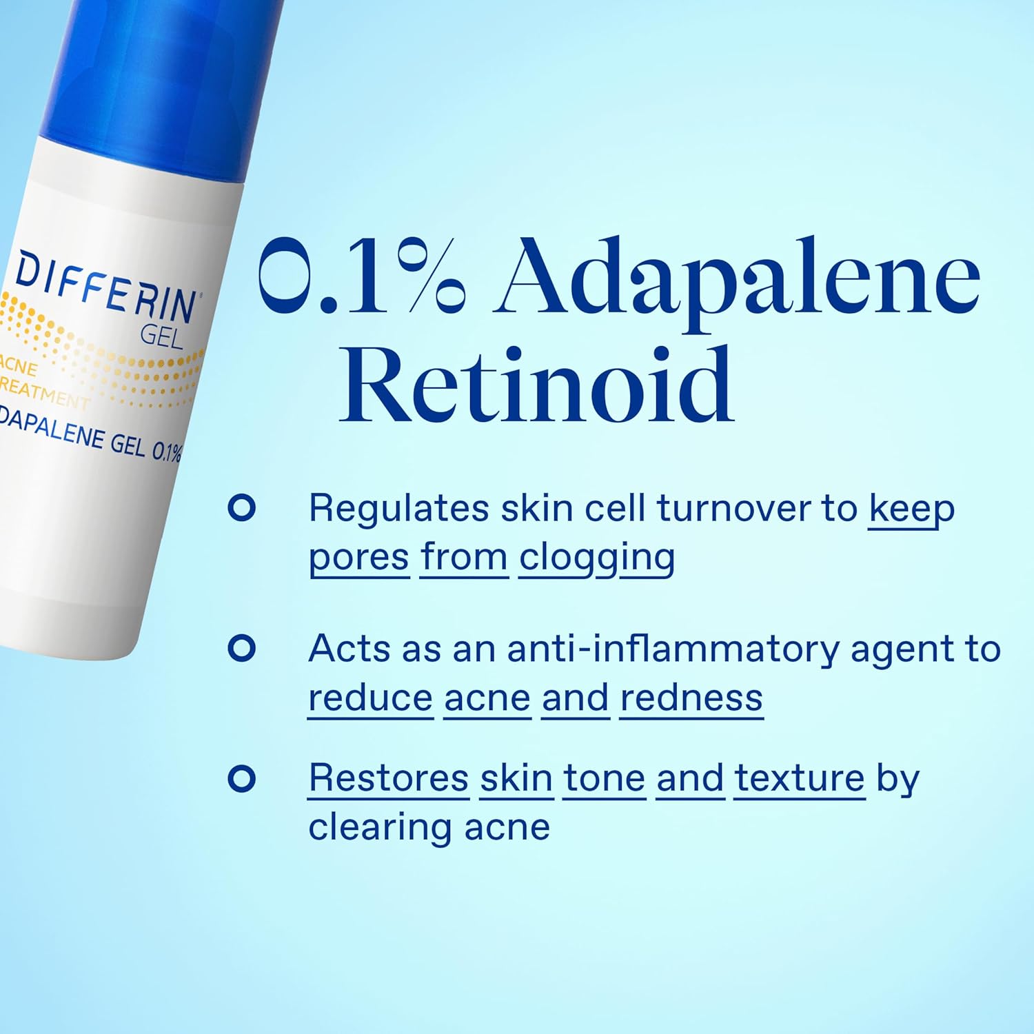 Differin Acne Treatment Gel, 90 Day Supply, Retinoid Treatment for Face with 0.1% Adapalene, Gentle Skin Care for Acne Prone Sensitive Skin, 45g Pump (Packaging May Vary) - Image 8