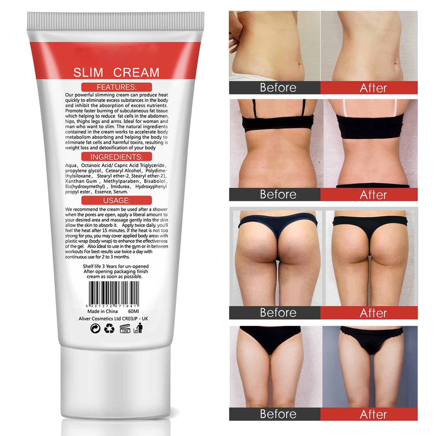 Hot Cream for Belly, Slimming Fat Burning Cream for Stomach, Waist & Buttocks, Belly Fat Burner for Women Men, Sweatcream Moisturizing Firming Weight Loss Tight Cellulite cream, For All Skin Types - Image 4