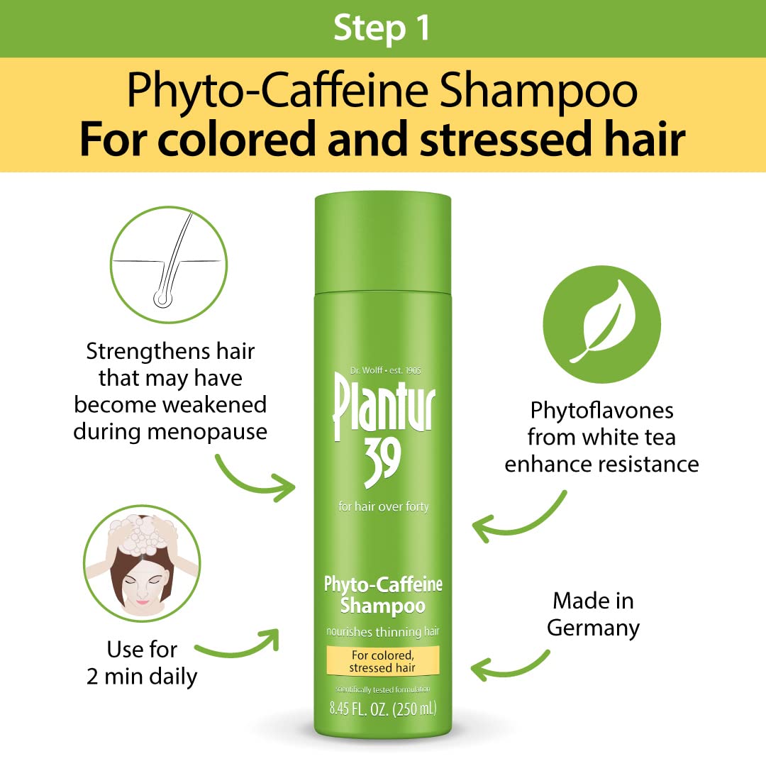 Plantur 39 Phyto-Caffeine Women's 3-Step System for Colored, Stressed Hair - Shampoo (8.45 fl), Conditioner (5.07 fl), Tonic (6.76 fl) - Image 2