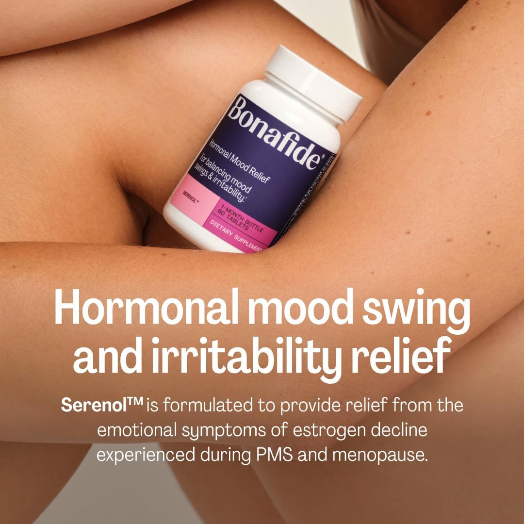 Serenol by Bonafide. Relief from Hormonal Mood Swings, Irritability, & PMS Bloating. — 3-Month Supply (180 Tablets) - Image 3
