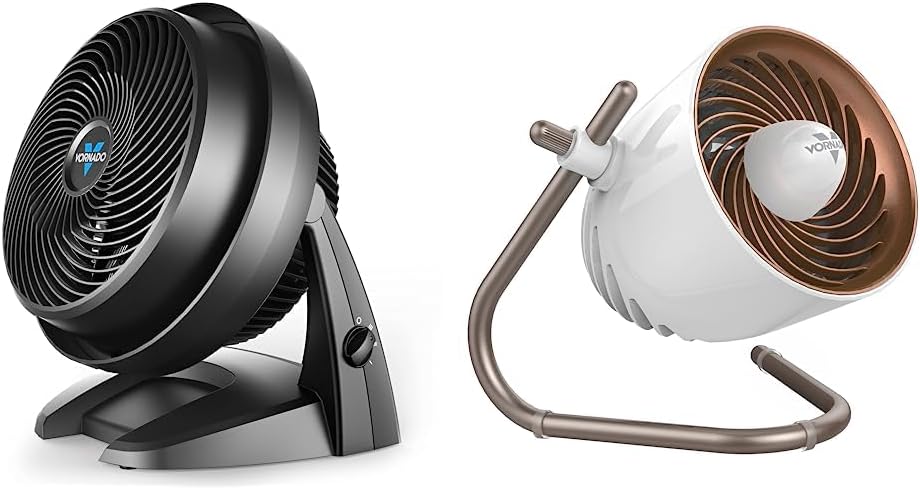 Vornado 630 Mid-Size Whole Room Air Circulator Fan, Black & Pivot Personal Air Circulator Fan, Copper