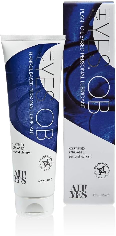 AH! YES® OB Plant Oil Based Personal Lubricant | Certified Organic | Natural Alternative to Silicone Lubricants | Intimate Lubrication & Massage Oil (4.7 fl oz)