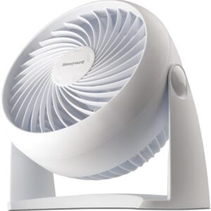 Honeywell TurboForce Air Circulator, Small Tabletop Fan, Quiet Personal Fan for Home or Office, 3 Speeds, 90 Degree Pivoting Head, White, HT-904