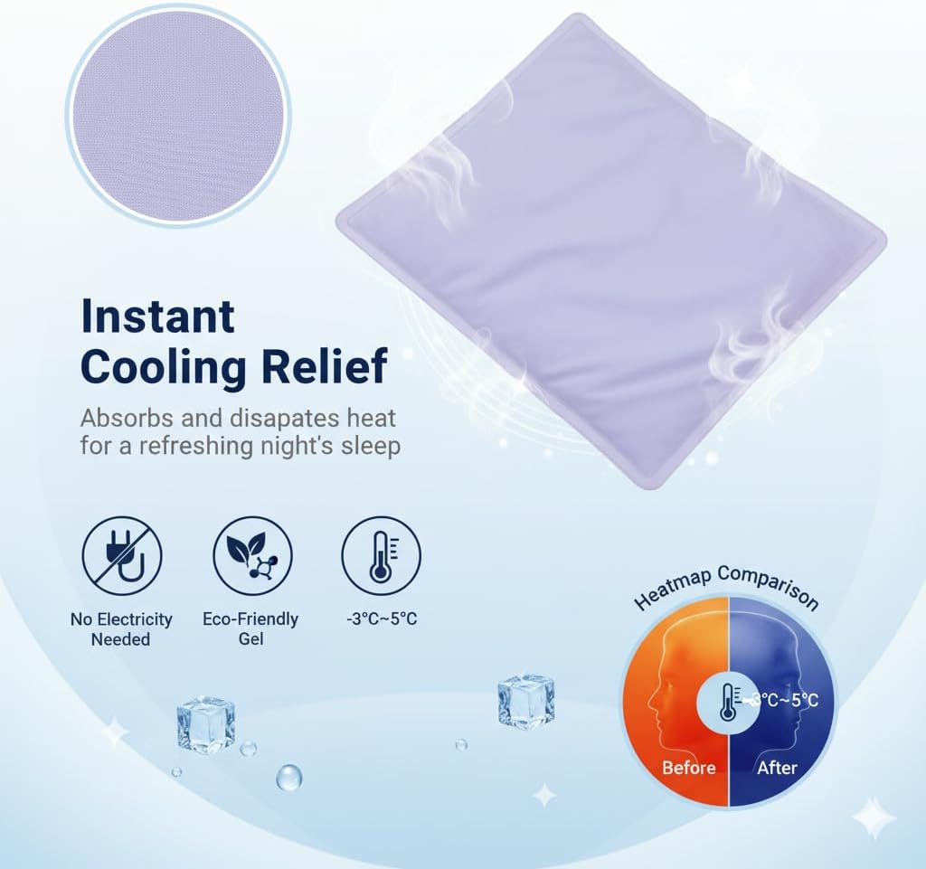 Cooling Gel Pad for Sleep - Instant Relief for Hot Flashes, Night Sweats, Cold Compress for Swelling, Bruises, Surgery - Heat Cold Therapy (Yellow) - Image 4