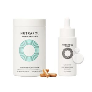 Nutrafol Women's Balance Hair Growth Supplement and Hair Serum, Ages 45 and Up, Clinically Tested for Visible Thickness and Strength - 1 Month Supply, 1.7 Fl Oz Bottle