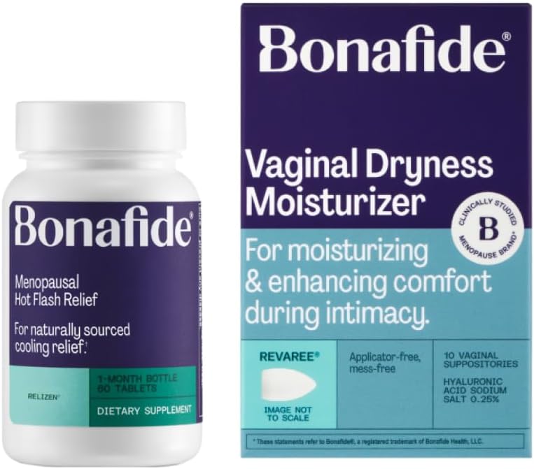 Bonafide Relizen + Revaree – Hormone-Free Relief from Hot Flashes and Night Sweats During Menopause* + Vaginal Moisturizer with Hyaluronic Acid – 1 Month Supply