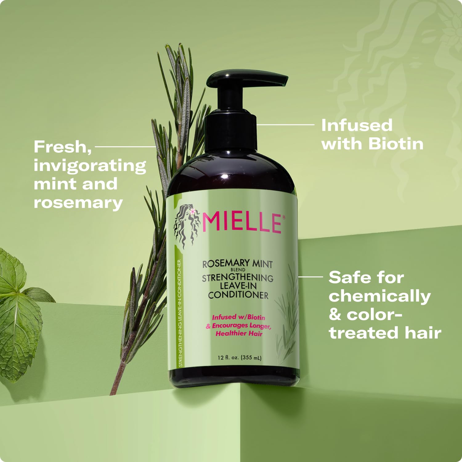 Mielle Organics Rosemary Mint Strengthening Shampoo and Leave-In Conditioner Infused with Biotin, Cleanses and Helps Strengthen Weak and Brittle Hair, 12 Ounces - Image 6