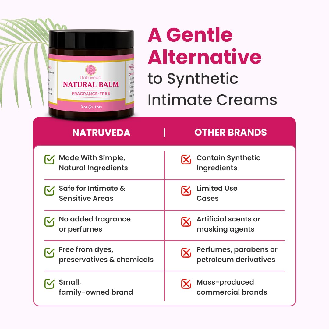 Natruveda Fragrance Free Vulva Balm Moisturizer for Women – Intimate Hydration & Menopause Dryness Support – Natural Feminine Balm for Vulvar Irritation & Itching – Hormone Free – 3 oz - Image 5