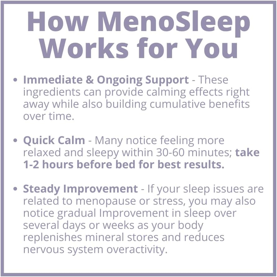 Meno Sleep Menopause Support Supplement: Clinically Proven Ingredients Improve Energy, Mood & Mental Clarity. Magnesium Glycinate, L-Theanine, Ashwagandha, Made in USA, Vegan, Hormone Free 120 Ct - Image 8