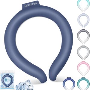 Neck Cooling Tube 70% Gel Increase Ice Ring Neck Cooler Wearable Body Cooling Products for Summer Outdoor Indoor Activities Relief for Hot Flashes(Navy,L)