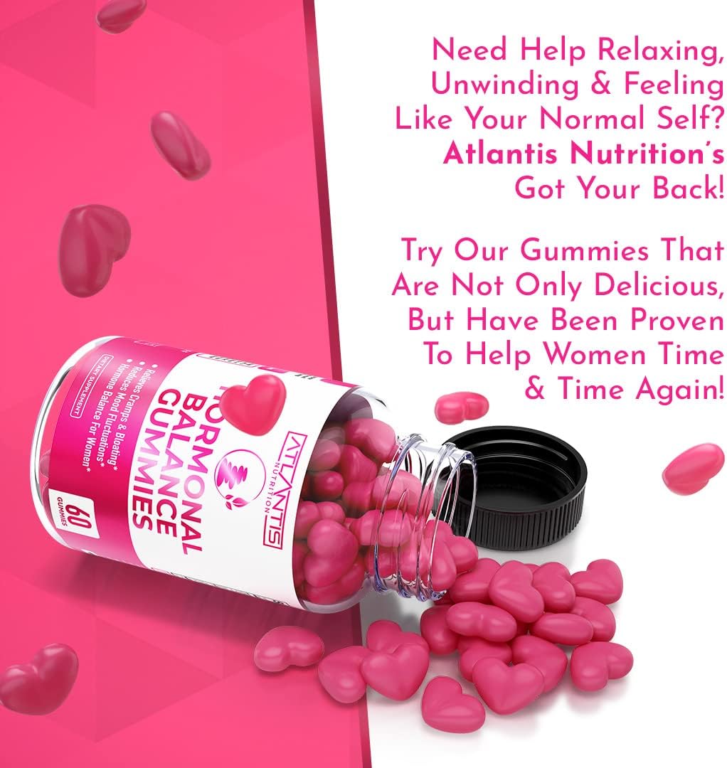 Atlantis Nutrition Hormonal Balance for Women & PMS Relief Gummies - Alleviates Cramps, Bloating, Mood Swings, Hot Flashes & Night Sweats - Cranberry, Dong Quai & Chasteberry Menstrual Cramp Relief - Image 8