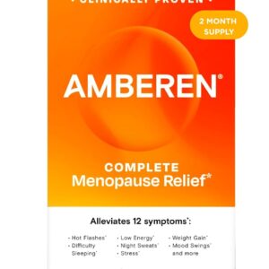 Amberen Menopause Supplement for Women, 120 Capsules, Clinically Proven, Helps Support Hormone Balance, Helps Relieve 12 Menopause Symptoms: Hot Flashes, Night Sweats, Mood Swings and More