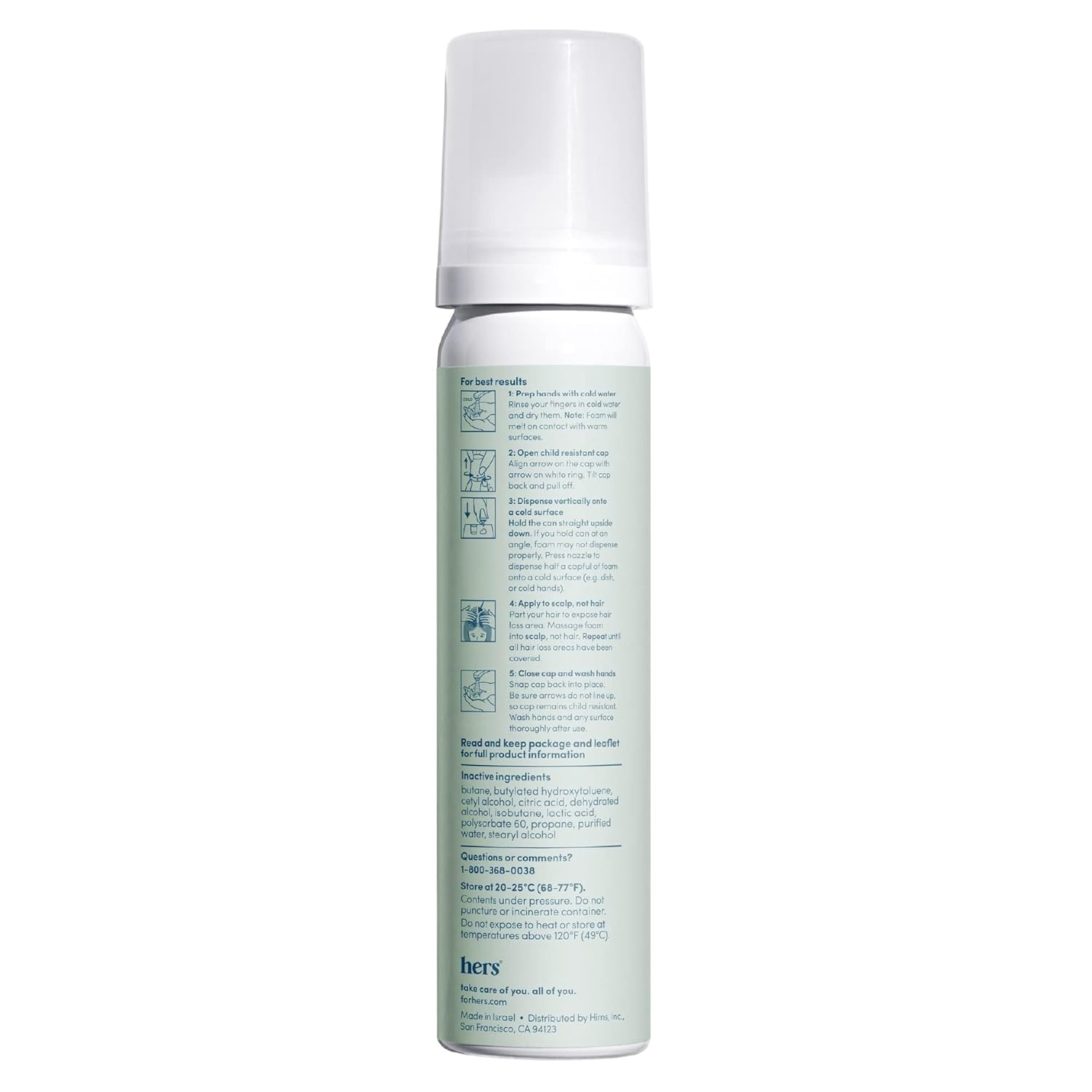 hers Hair Regrowth Treatment - Topical Minoxidil 5% Foam for Women - Extra Strength - Supports Thicker, Fuller Hair - Non-Greasy - Unscented, 2 Pack - Image 2