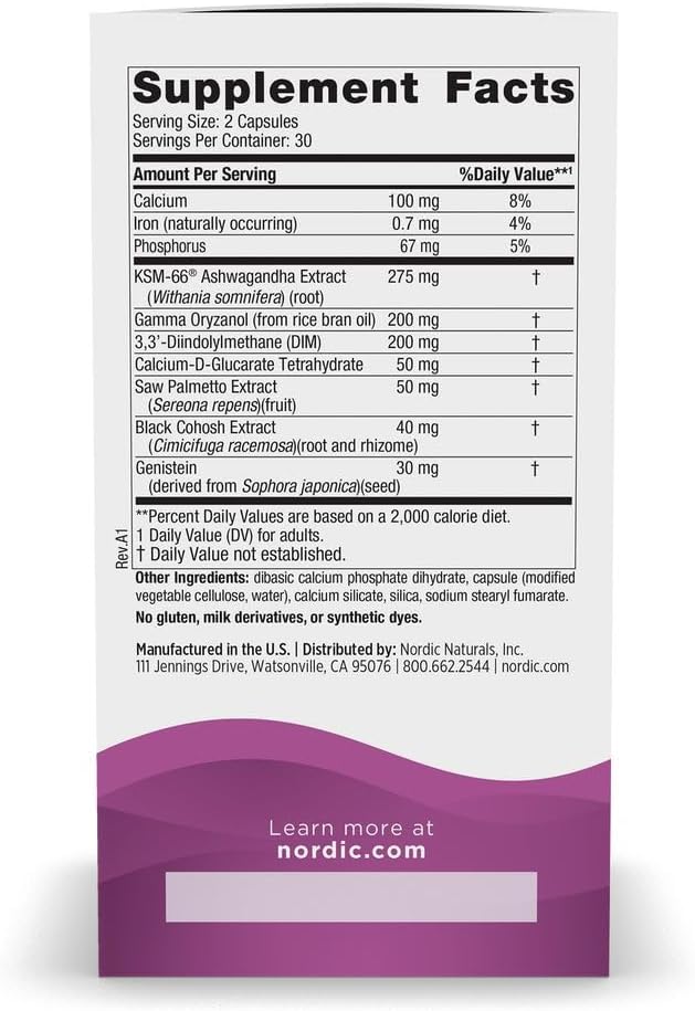 Nordic Naturals Menopause Support -Unflavored - 60 Capsules - Women’s Hormone-Support Supplement for Menopause, Mood Balance & Hot-Flash Support - Plant-Based Herbs and Phytoestrogens - 30 Servings - Image 2