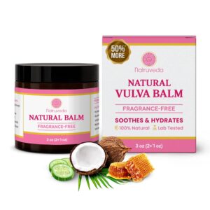 Natruveda Fragrance Free Vulva Balm Moisturizer for Women – Intimate Hydration & Menopause Dryness Support – Natural Feminine Balm for Vulvar Irritation & Itching – Hormone Free – 3 oz