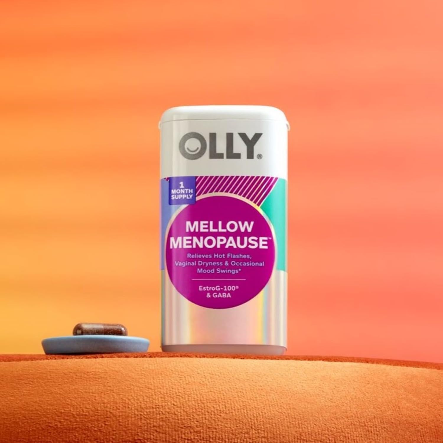 OLLY Mellow Menopause Supplements for Women, Supports Hot Flashes, Vaginal Dryness & Occasional Mood Swings,* Estro-G100®, GABA, Vegan Capsules, 1 Month Supply - 30 Count - Image 9
