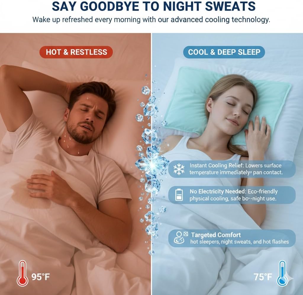 Cooling Gel Pad for Sleep - No Refrigeration Needed | Instant Relief for Hot Flashes, Night Sweats, Headaches & Muscle Pain | Dual-Sided Comfort Pillow Cooler for Adults, Kids & Pets - Image 2