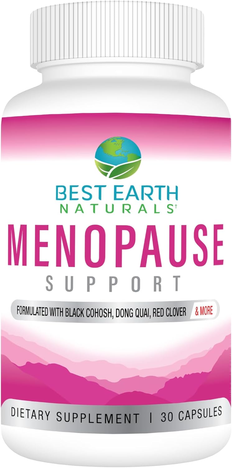 Best Earth Naturals Menopause Support for Hot Flashes, Mood Swings, Night Sweats, Healthy Hormone Levels and More. Made with Black Cohosh, Chasteberry & More