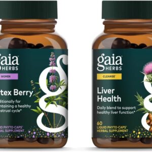 Gaia Herbs Vitex Berry - Support Hormone Balance for Women & a Healthy Menstrual Cycle* - 60ct & Liver Health - Supplement with Milk Thistle, Turmeric Root, Schisandra for Liver Cleanse Support* 60ct