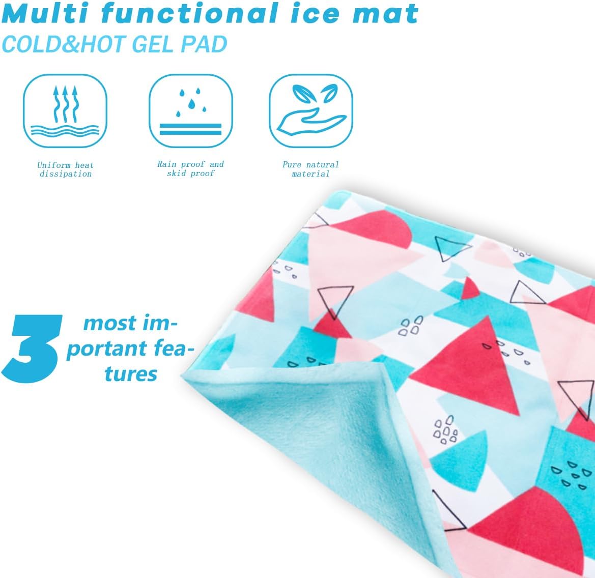 Pillow Cooling Pad Mat, Cold Pillow Injuries, Perfect for Night Sweats, Migraines, Fevers, Hot Flashes, Reusable (Geometric Patterns) - Image 2