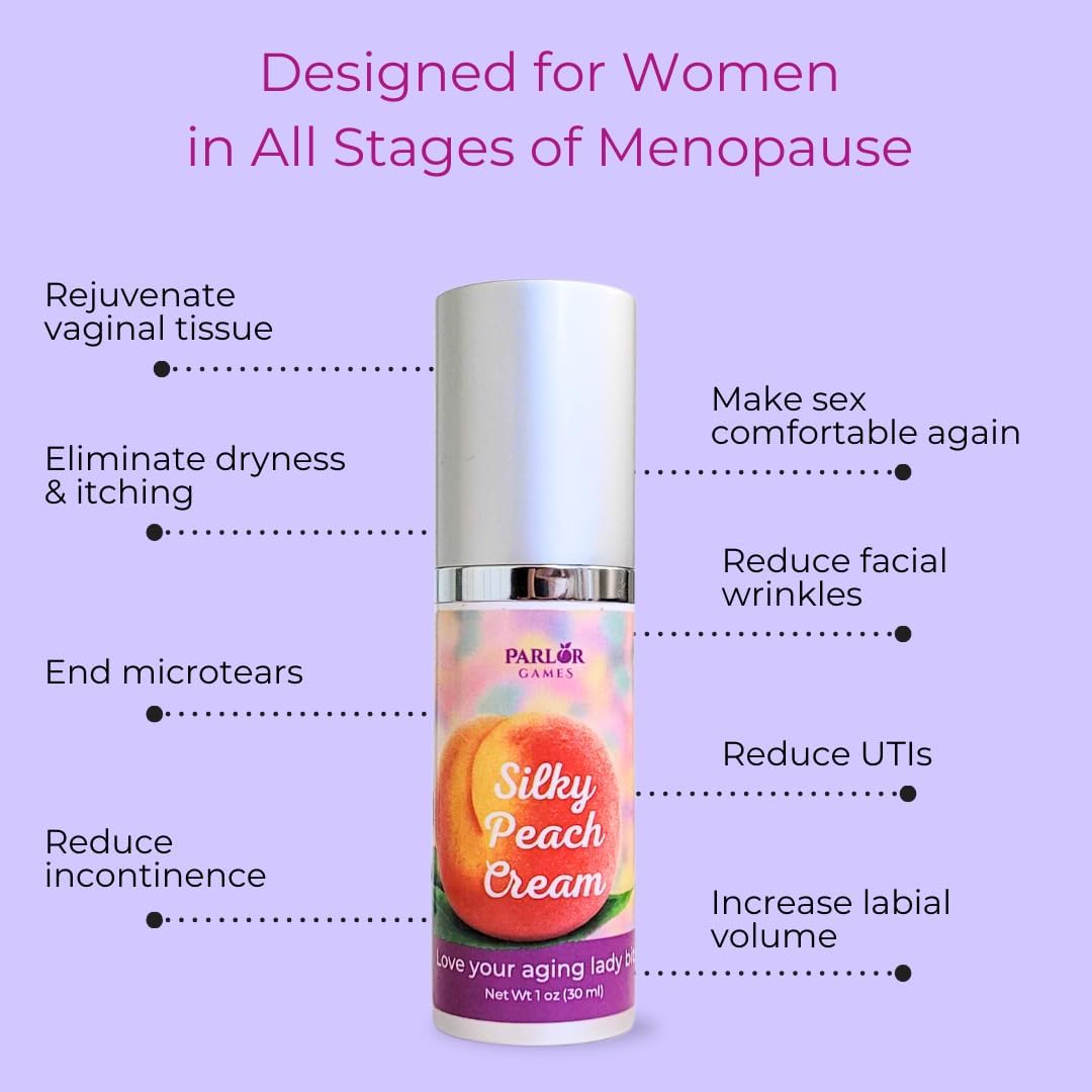 Silky Peach Cream by Parlor Games – Bioidentical Estriol Cream for Women – Menopause Relief for Vaginal Dryness & Vulva Itch – 30ml Bottle (2 Month Supply) - Image 2