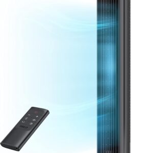 DREO Tower Fan for Bedroom, 90° Oscillating Fans that Blow Cold Air, 5 Speeds, 4 Modes with 26ft/s Velocity, 12H & 28dB Quiet Timer, Remote, Touch, 40" Standing Floor Fan for Home Office, Black