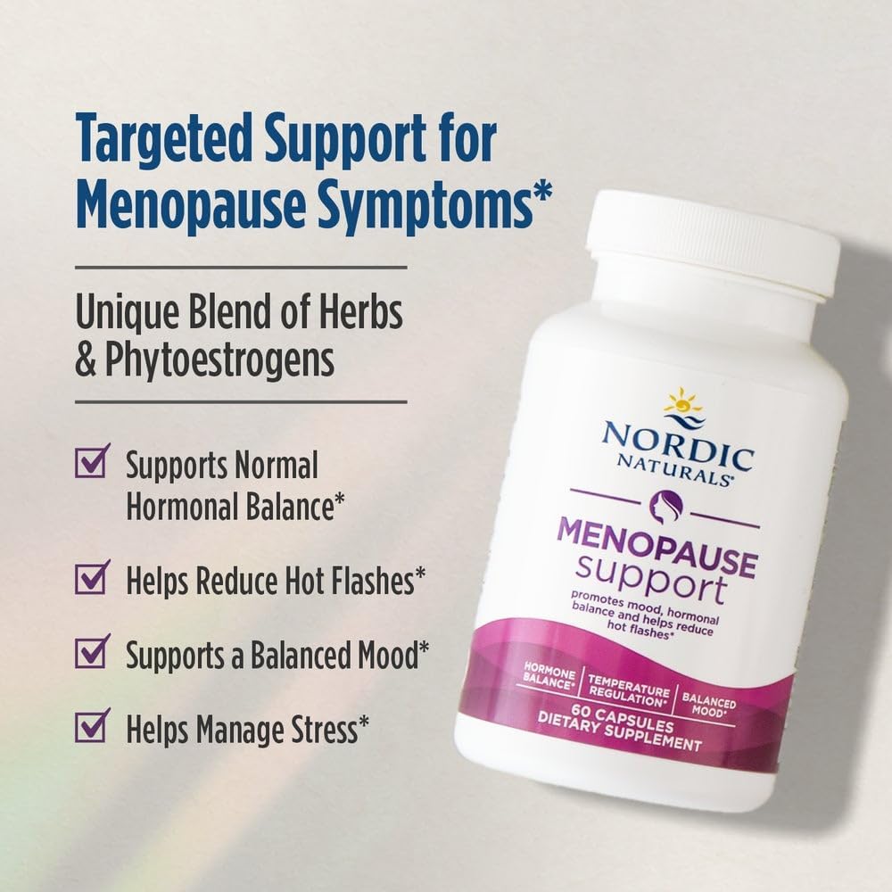 Nordic Naturals Menopause Support -Unflavored - 60 Capsules - Women’s Hormone-Support Supplement for Menopause, Mood Balance & Hot-Flash Support - Plant-Based Herbs and Phytoestrogens - 30 Servings - Image 3