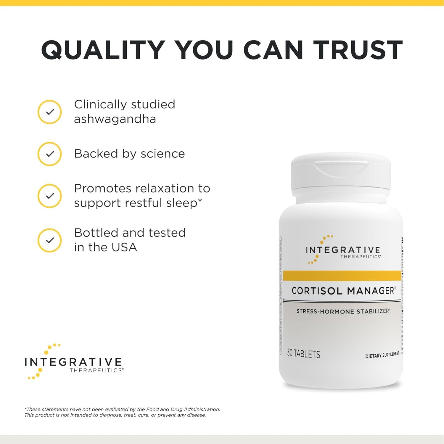 Integrative Therapeutics Cortisol Manager - Balance Cortisol & Support Relaxation for Restful Sleep* - Includes Ashwagandha & L-Theanine for Confidence with Less Stress* - 30 Tablets (15 Servings) - Image 7