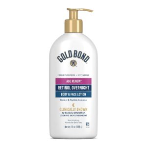 Gold Bond Age Renew Retinol Overnight Body & Face Lotion, Retinol Face and Body Lotion with Peptide Complex, 13 oz