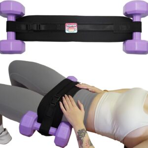 Pro Portable Hip Thrust Belt - Premium Booty Builder for Dumbbell & Kettlebell Workouts | Gym, Home & Travel Glute Trainer | Lightweight & Foldable Design | Attached is a Velcro badge |Slip-Resistant Padding for Hip Protection (Black)