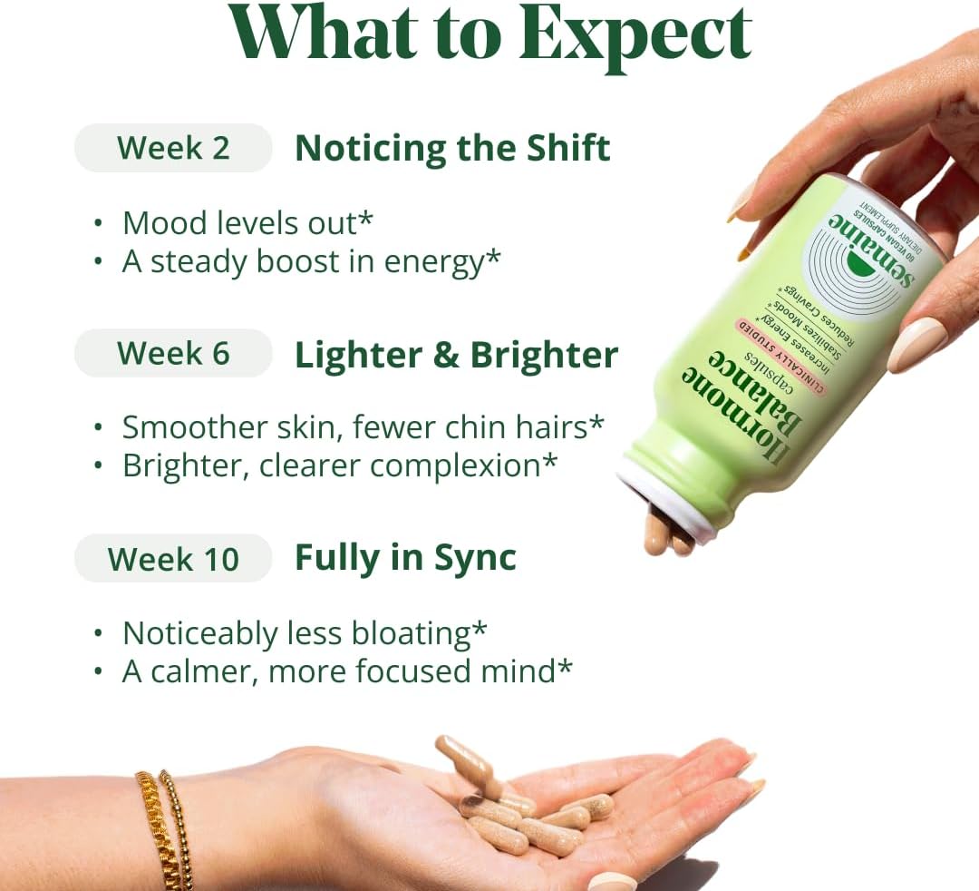 Semaine Hormone Balance – Clearer Skin, Enhanced Moods, Deeper Sleep & Happier Hormones. Hormone-Free, Vegan Capsule, Multi-Symptom Support (60 ct) - Image 5
