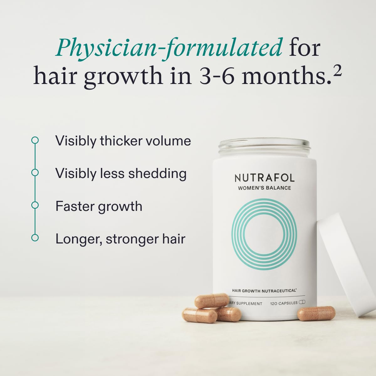 Nutrafol Women's Balance Hair Growth Supplement and Hair Serum, Ages 45 and Up, Clinically Tested for Visible Thickness and Strength - 1 Month Supply, 1.7 Fl Oz Bottle - Image 2