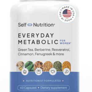 SELF NUTRITION GLP-1 Natural Supplement for Women – Third-Party Tested - Metabolism & Appetite Support with Berberine, Green Tea, Cinnamon & Resveratrol – Weight Management Supplement. Made in USA.