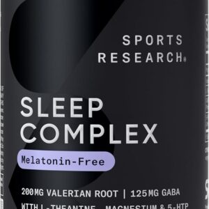 Sports Research® Sleep Complex- Melatonin-Free Vegan Capsules - with Valerian Root, GABA, L-Theanine, Magnesium & 5-HTP - 30 Servings