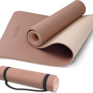 PAIDU Yoga Mat Non Slip Anti-tear,extra thick-2/5 inch（10MM）High Resiliency Professional POE Yoga Mats for Women Men Kids,72"x24"inch,Workout, Yoga, Pilates and Floor Exercise, with Carrier Strap
