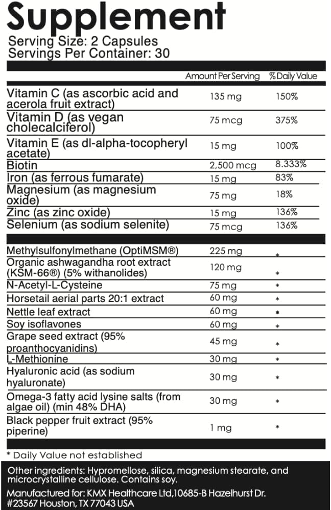 ThickTails Hair Growth Vitamins for Women – Biotin, Collagen, Omega-3 & Iron – 60 Capsules – Hair Growth Supplements for Thicker, Fuller-Looking Hair, Menopause & Postpartum Support - Image 2