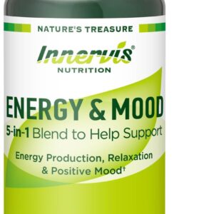 Caffeine Free Natural Energy Boost with Ashwagandha, Maca & Magnesium - Support Stress Relief, Focus & Mood - 60 Capsules by Innervis Nutrition