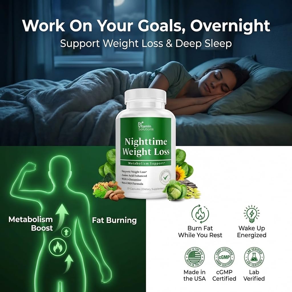 Nighttime Fat Burner Supplements - Appetite Suppressants for Weight Loss - Women & Men, Sleep & Relaxation - Metabolism Booster Weight Loss Pills 30 - Image 2
