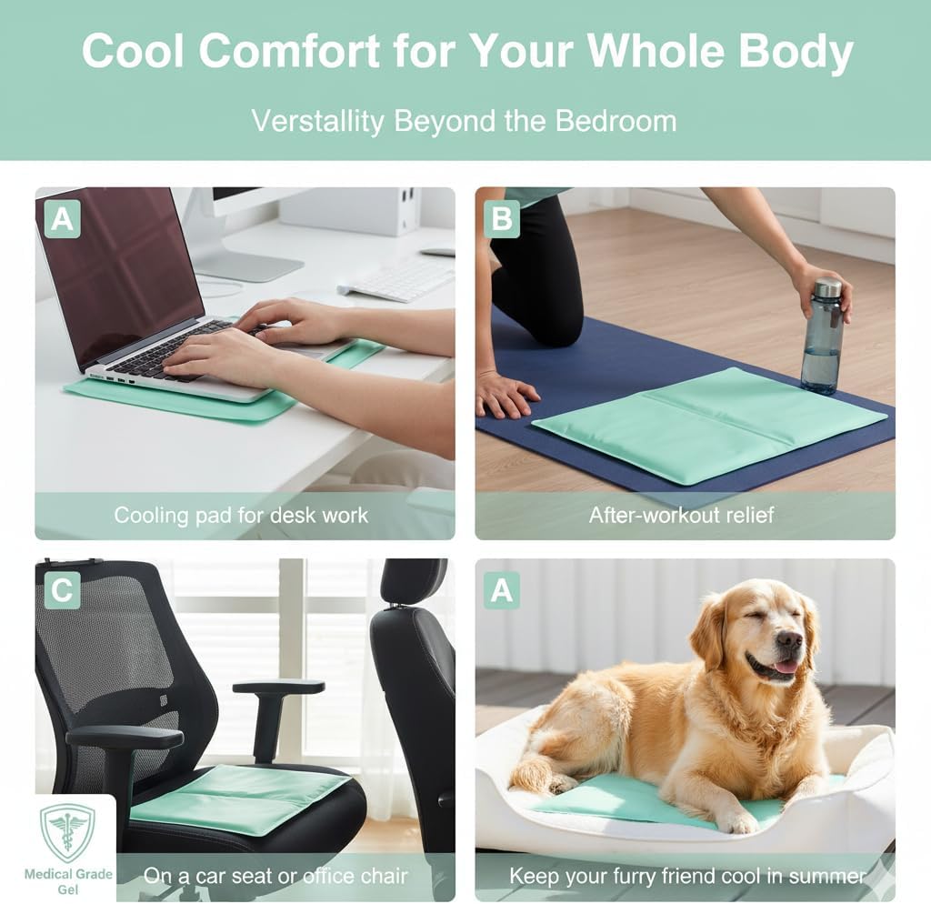 Cooling Gel Pad for Sleep - No Refrigeration Needed | Instant Relief for Hot Flashes, Night Sweats, Headaches & Muscle Pain | Dual-Sided Comfort Pillow Cooler for Adults, Kids & Pets - Image 7