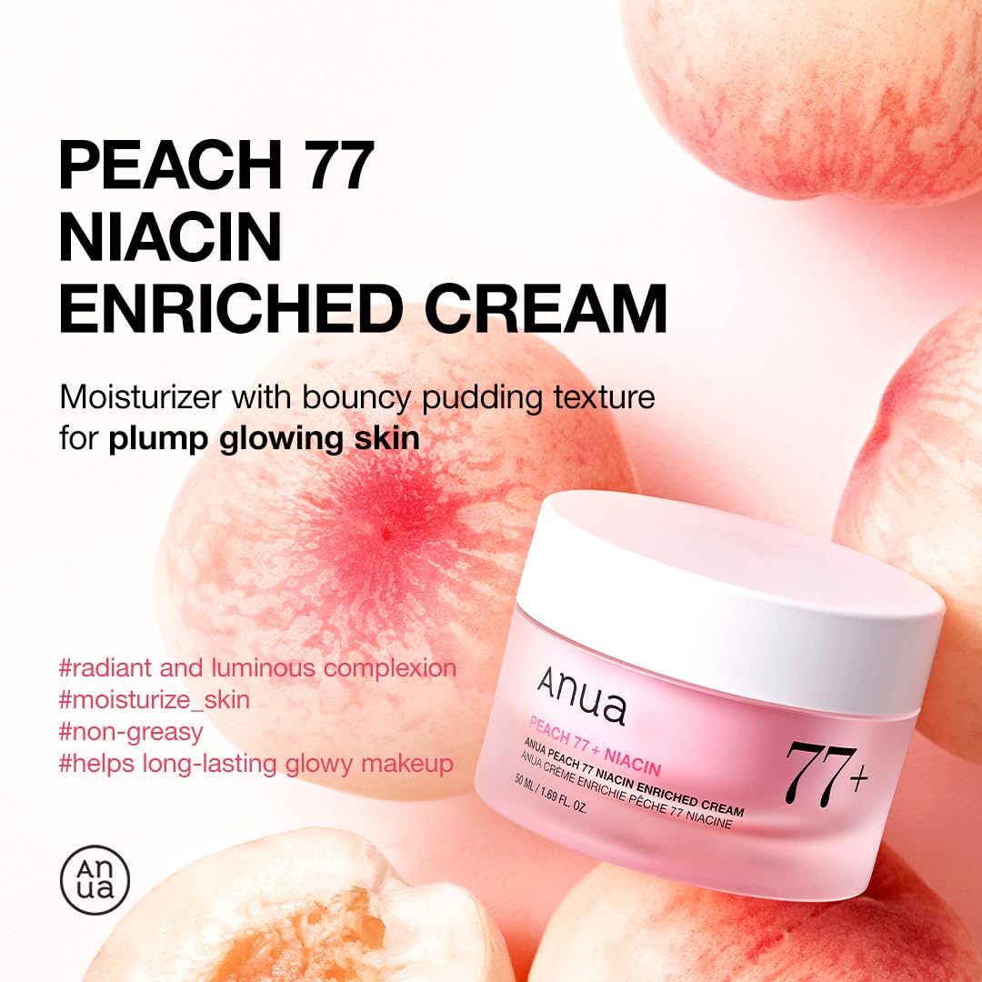 ANUA Peach Niacinamide Cream, Hydrating Face Moisturizer with Collagen, Vitamin B12, Ceramide & Panthenol, Barrier Repair for Dry Skin, Glowing Glass Skin, Korean Skincare, 1.69 fl.oz. - Image 3