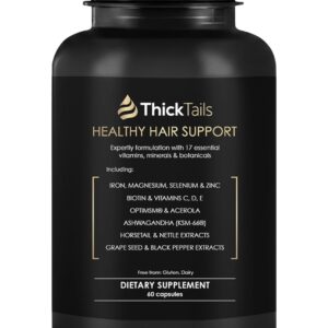 ThickTails Hair Growth Vitamins for Women – Biotin, Collagen, Omega-3 & Iron – 60 Capsules – Hair Growth Supplements for Thicker, Fuller-Looking Hair, Menopause & Postpartum Support