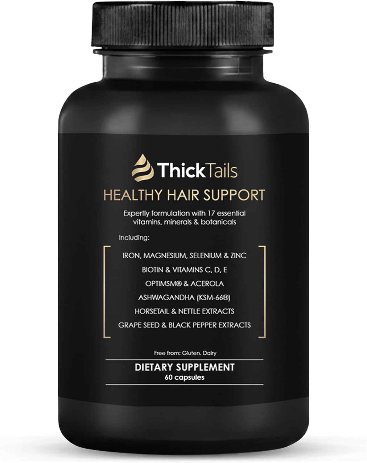 ThickTails Hair Growth Vitamins for Women – Biotin, Collagen, Omega-3 & Iron – 60 Capsules – Hair Growth Supplements for Thicker, Fuller-Looking Hair, Menopause & Postpartum Support
