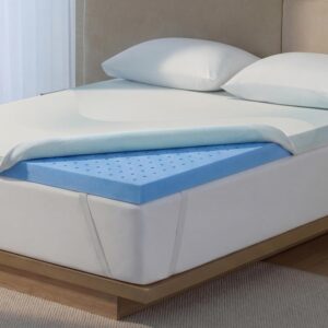 Breescape Cooling Mattress Topper King- 3Inch Breathable Foam Mattress, Cooling Mesh Cover, High Density Support, Non-Slip Elastic Straps, 3-Side Zipper Removable & Washable