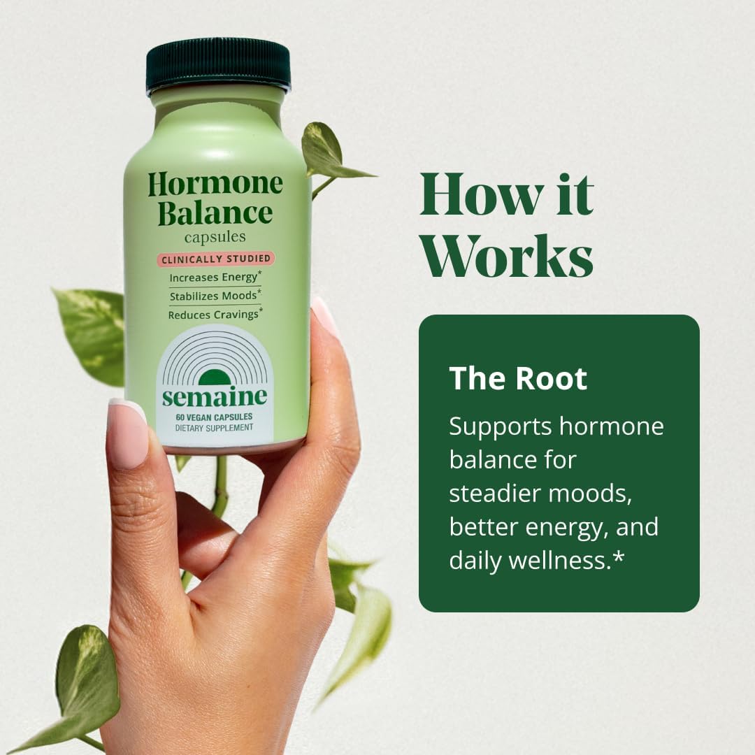 Semaine Hormone Balance – Clearer Skin, Enhanced Moods, Deeper Sleep & Happier Hormones. Hormone-Free, Vegan Capsule, Multi-Symptom Support (60 ct) - Image 3