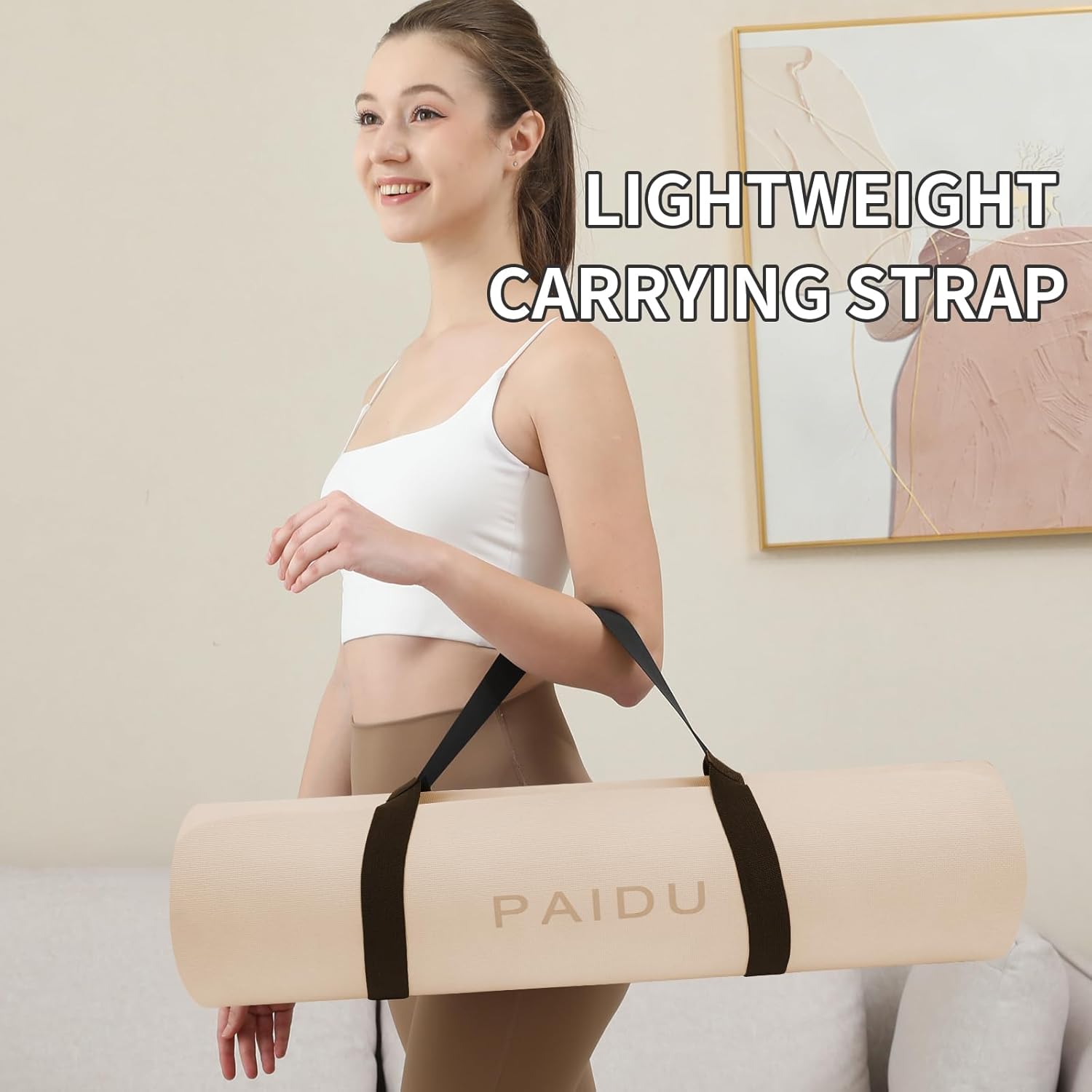 PAIDU Yoga Mat Non Slip Anti-tear,extra thick-2/5 inch(10MM)High Resiliency Professional POE Yoga Mats for Women Men Kids,72"x24"inch,Workout, Yoga, Pilates and Floor Exercise, with Carrier Strap - Image 5